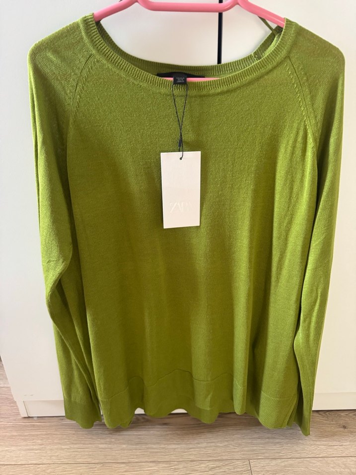 Zara ince örme haki yeşil kazak,etiketli,orjinal,giyilmemiştir - Görsel 2