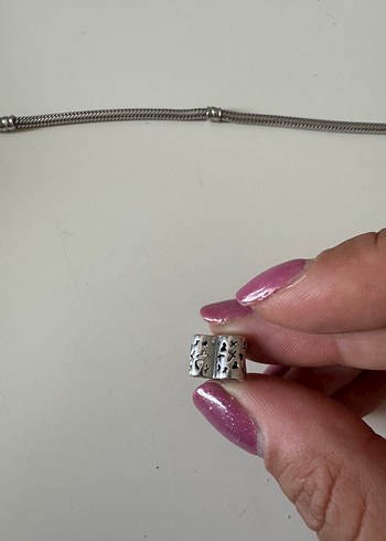 Pandora asimetrik kalp charm,Işıltılı El Yapımı Kalp Charmı - Görsel 6