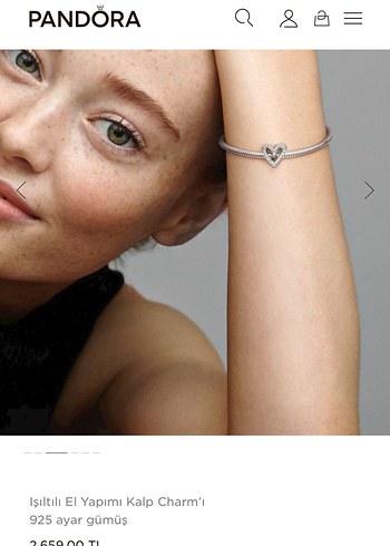 Pandora asimetrik kalp charm,Işıltılı El Yapımı Kalp Charmı - Görsel 10