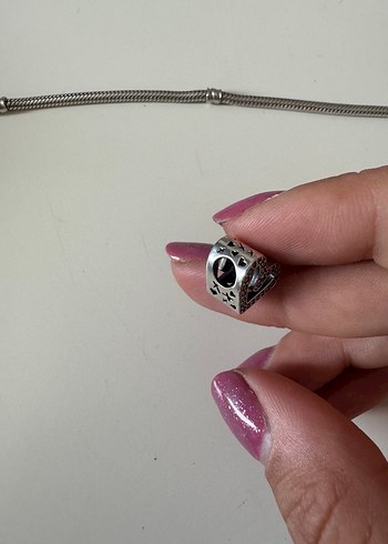 Pandora asimetrik kalp charm,Işıltılı El Yapımı Kalp Charmı - Görsel 8