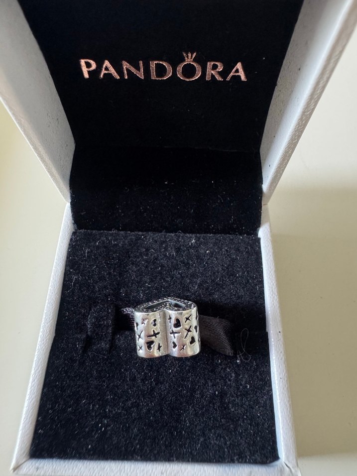 Pandora asimetrik kalp charm,Işıltılı El Yapımı Kalp Charmı - Görsel 3