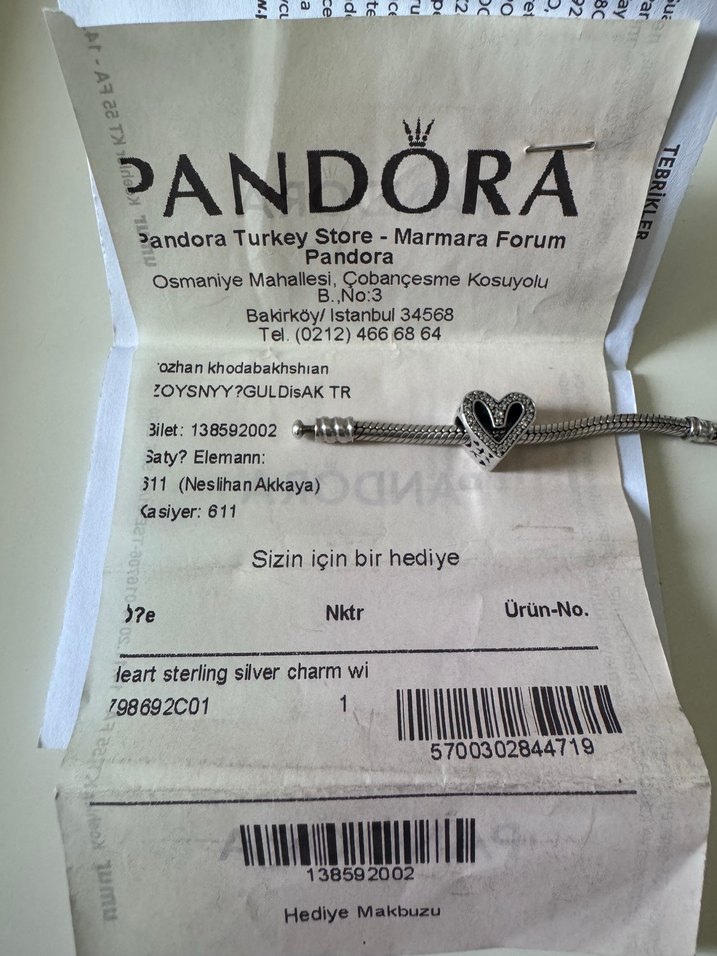 Pandora asimetrik kalp charm,Işıltılı El Yapımı Kalp Charmı - Görsel 4