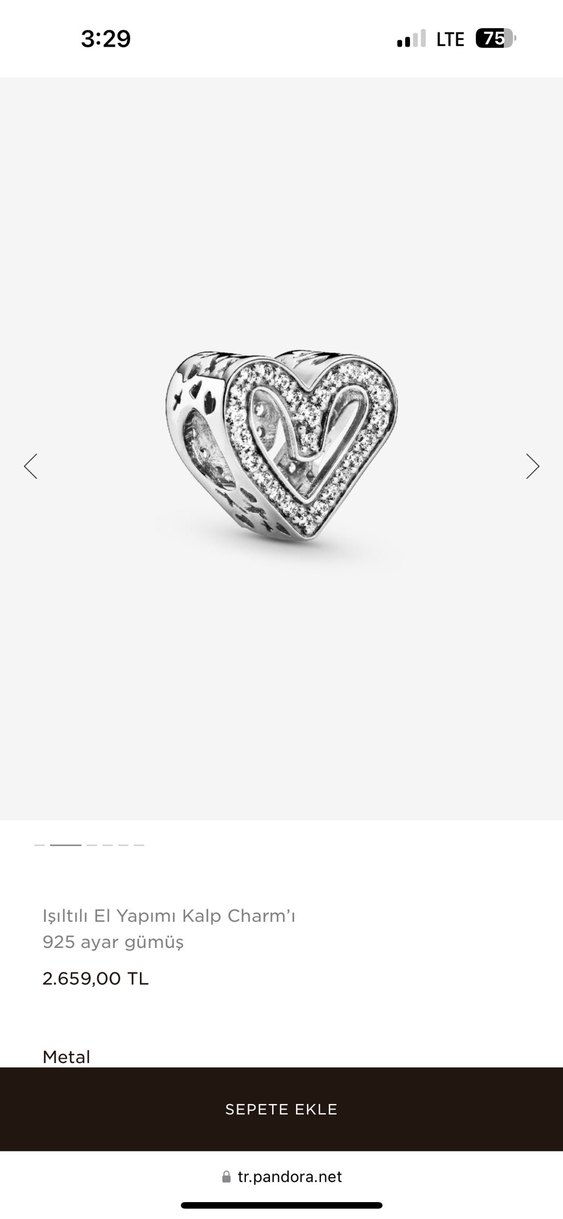 Pandora asimetrik kalp charm,Işıltılı El Yapımı Kalp Charmı - Görsel 2