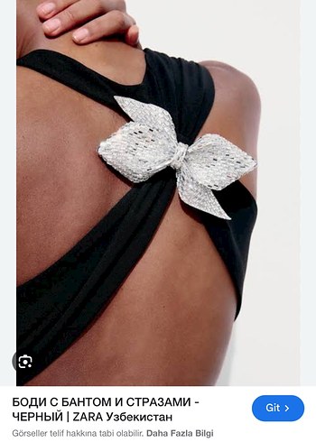 Zara parlak taşlı fiyonklu siyah body bluz,etiketli,orjinaldır - Görsel 7