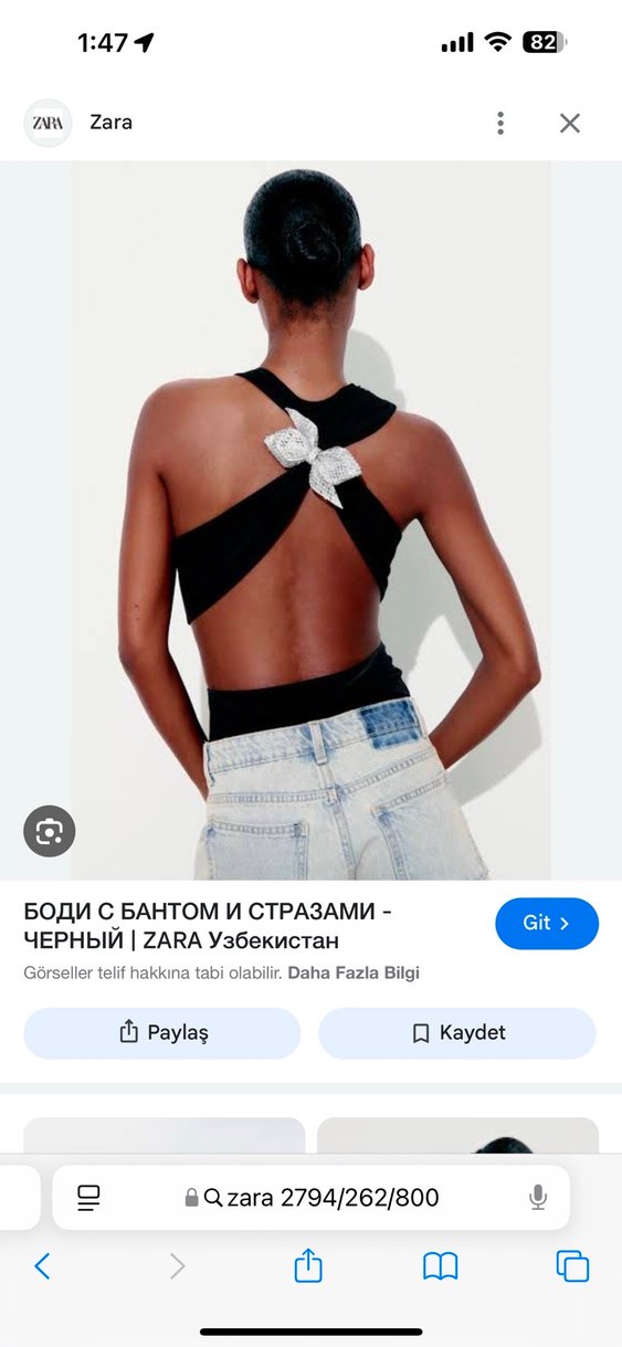 Zara parlak taşlı fiyonklu siyah body bluz,etiketli,orjinaldır - Görsel 2