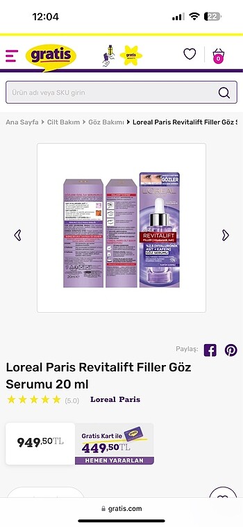 L?oreal Paris Revitalift Filler Göz Serumu 20 ml,ürün orjinaldır - Görsel 5