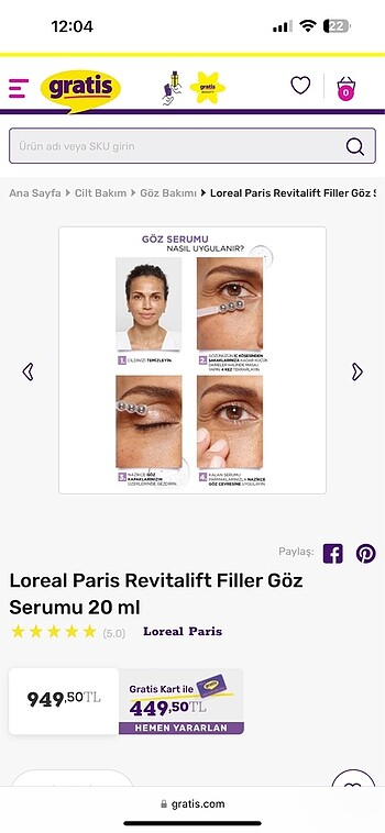 L?oreal Paris Revitalift Filler Göz Serumu 20 ml,ürün orjinaldır - Görsel 6