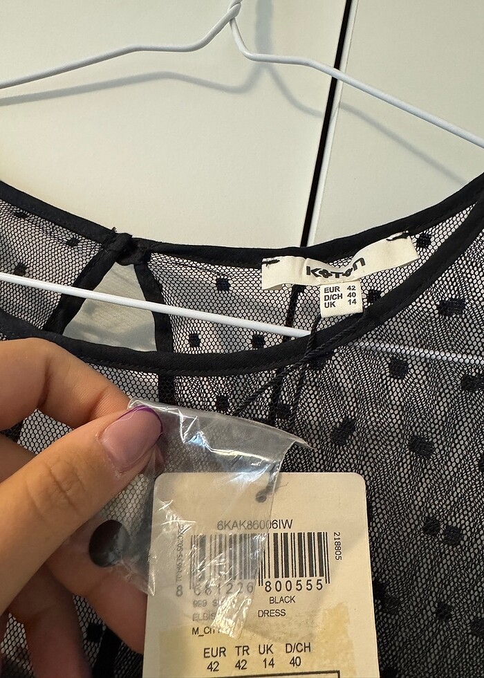 Koton siyah yarı tüllü elbise,etiketlidir,hiç giyilmedi ve sorun - Görsel 2