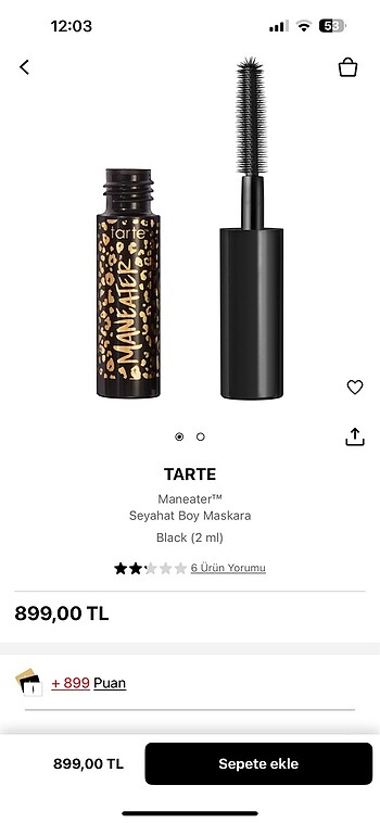 Tarte Maneater Seyahat Boy Rimel Black (2 ml),ürün orjinaldır,se - Görsel 6