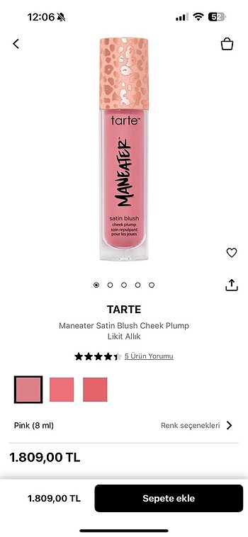 Tarte Maneater Satin Blush Cheek Plump Likit Allık,Pink Rengi,ür - Görsel 6
