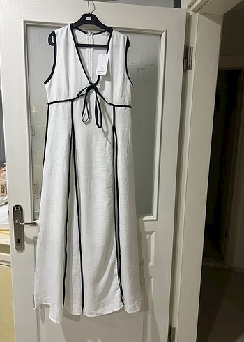 LC Waikiki Bohem Stil Beyaz Keten Uzun Elbise