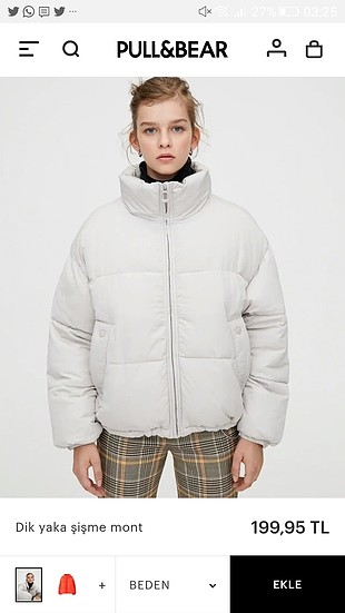 PULL AND BEAR ÇOK ARANAN ŞİŞME MONT YENİ ETİKETLİ