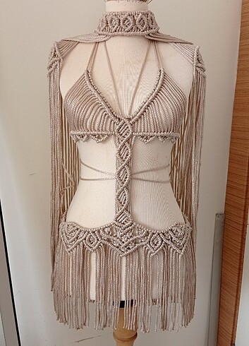 Zeyna Makrome Elbise, 2li Takım, Plaj Festival Kıyafeti 