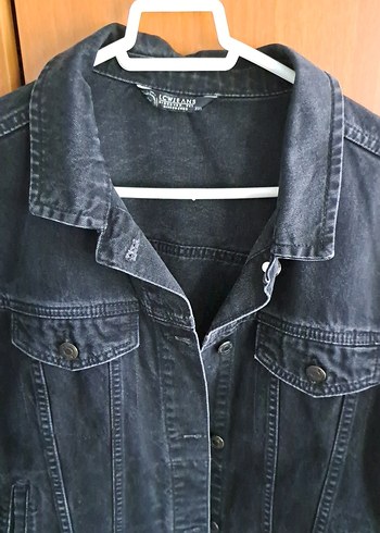 LC Waikiki Siyah Kadın Denim KotCeket Düğmeli Rahat Kesim