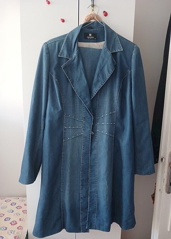 Düğmeli Mavi Kadın Denim Ceket - Görsel 3