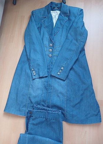 Düğmeli Mavi Kadın Denim Ceket - Görsel 10