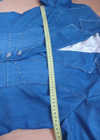 Düğmeli Mavi Kadın Denim Ceket - Görsel 11