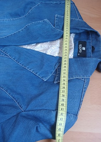 Düğmeli Mavi Kadın Denim Ceket - Görsel 12