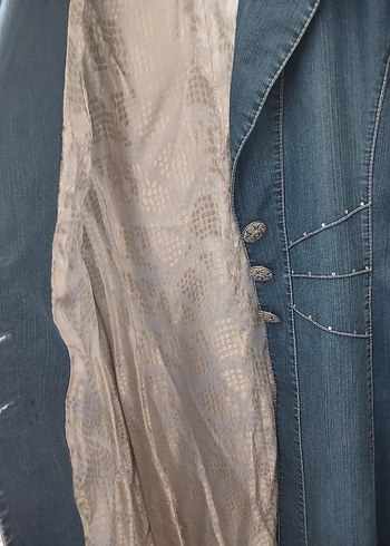 Düğmeli Mavi Kadın Denim Ceket - Görsel 2