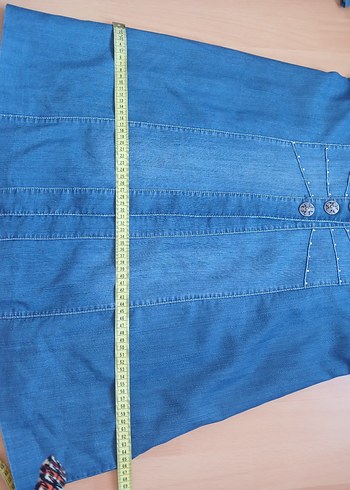 Düğmeli Mavi Kadın Denim Ceket - Görsel 16