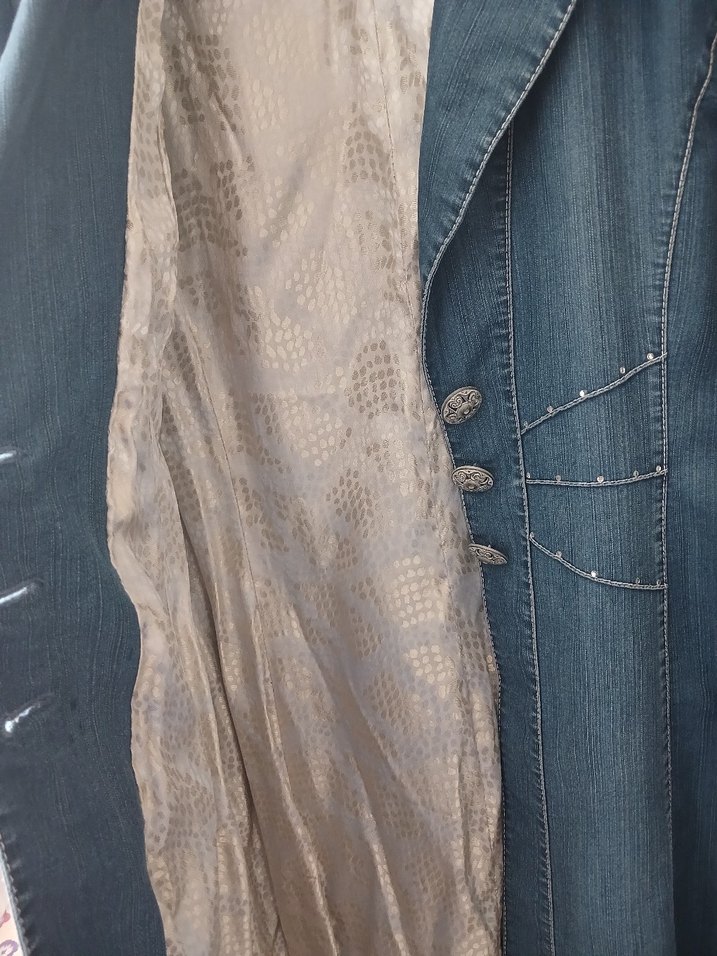 Düğmeli Mavi Kadın Denim Ceket - Görsel 2