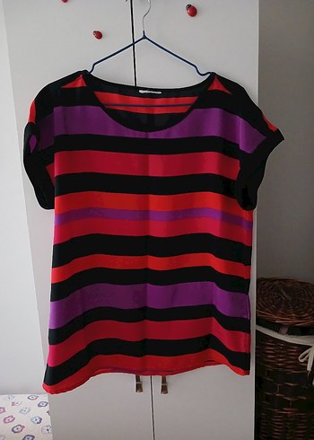 Çizgili Salaş Kadın Bluz - Görsel 3