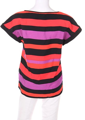 Çizgili Salaş Kadın Bluz - Görsel 2