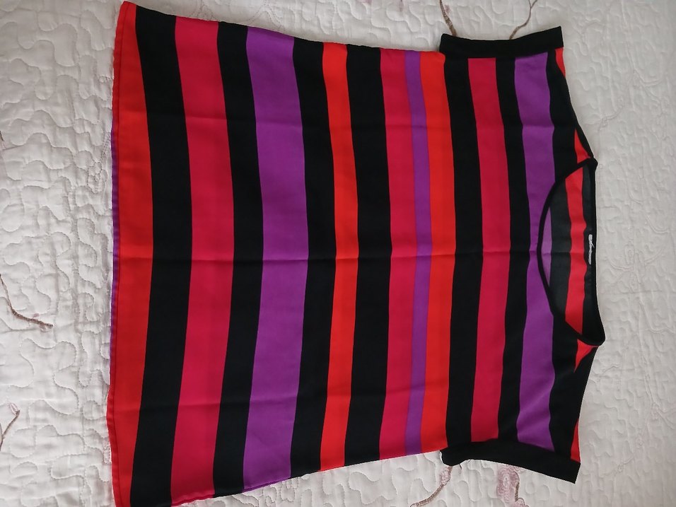 Çizgili Salaş Kadın Bluz - Görsel 4