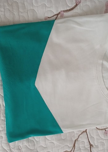 Turkuaz Bisiklet Yaka Kısa Kollu Salaş Tişört - Görsel 10