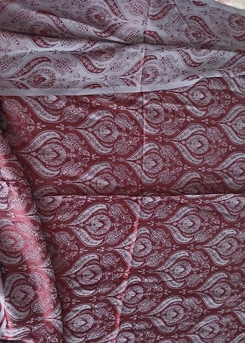 Bordo Kadın Bohem Drapeli İpek Şal - Görsel 9