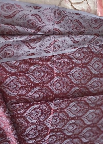 Bordo Kadın Bohem Drapeli İpek Şal - Görsel 6