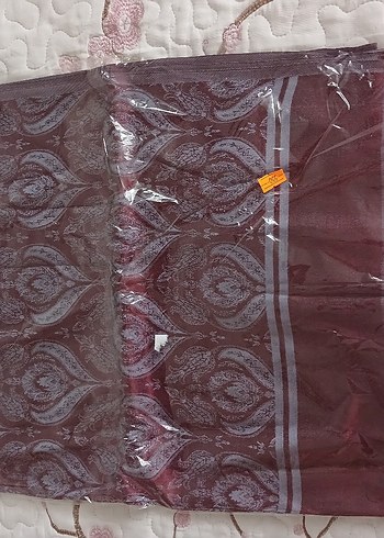 Bordo Kadın Bohem Drapeli İpek Şal - Görsel 2