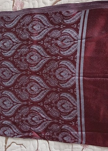 Bordo Kadın Bohem Drapeli İpek Şal - Görsel 3