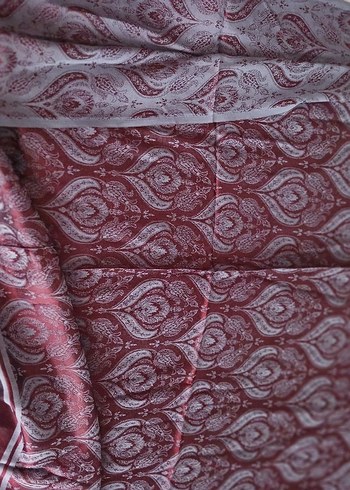 Bordo Kadın Bohem Drapeli İpek Şal - Görsel 8