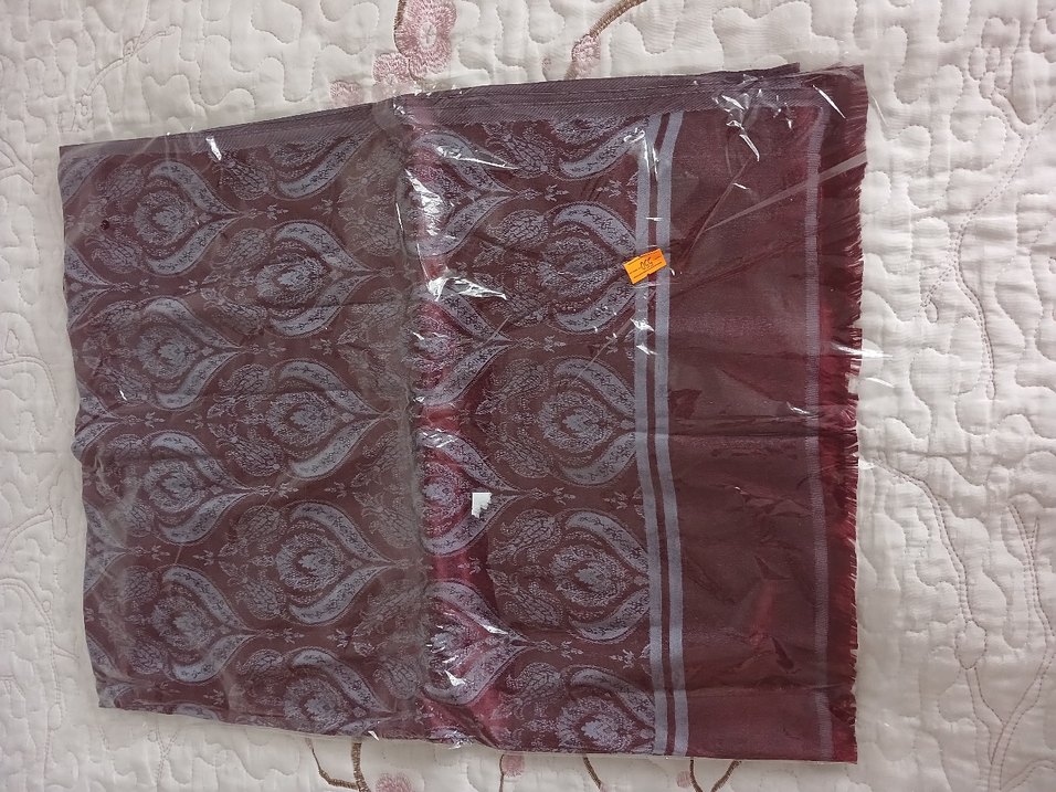 Bordo Kadın Bohem Drapeli İpek Şal - Görsel 2