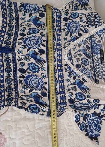 Mavi Bohem V Yaka Uzun Elbise - Görsel 9