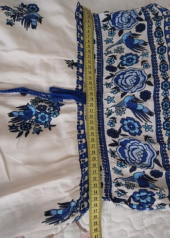 Mavi Bohem V Yaka Uzun Elbise - Görsel 10