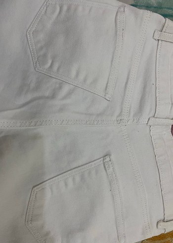 Beyaz Midi Boy Düz Kesim Kadın Kot Pantolon - Görsel 4