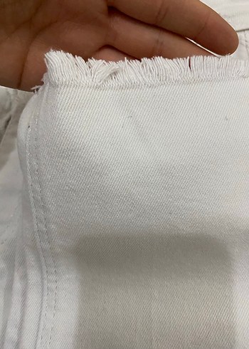 Beyaz Midi Boy Düz Kesim Kadın Kot Pantolon - Görsel 3