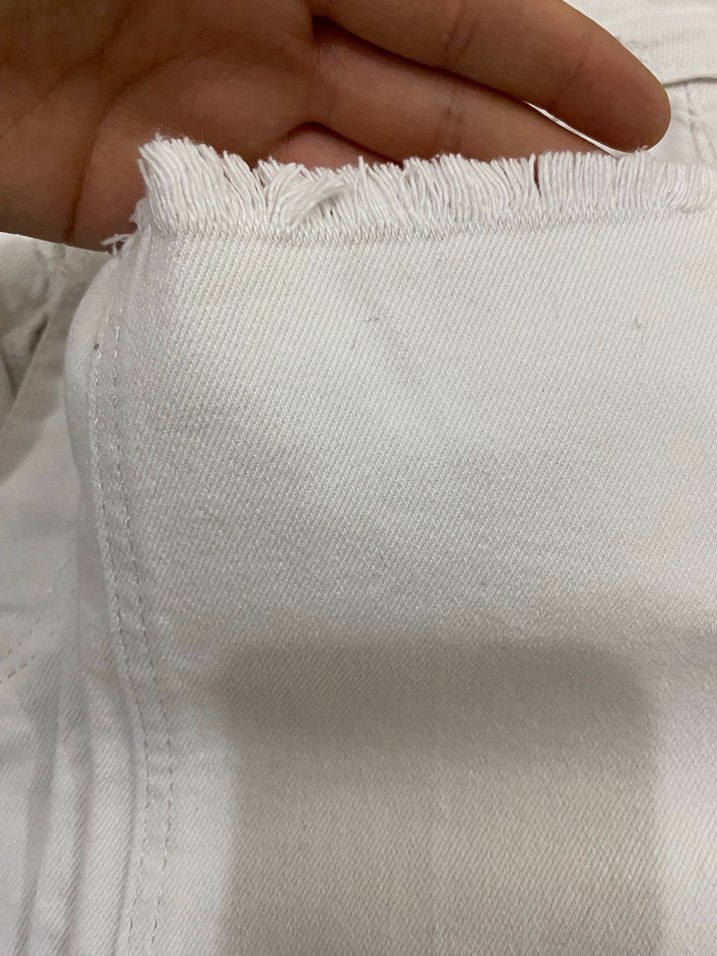 Beyaz Midi Boy Düz Kesim Kadın Kot Pantolon - Görsel 3