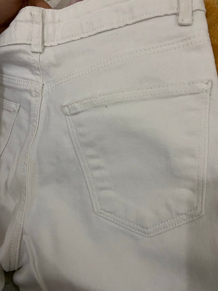 Beyaz Midi Boy Düz Kesim Kadın Kot Pantolon - Görsel 5