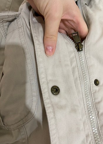 Bej Düğmeli Midi Kadın mont - Görsel 9