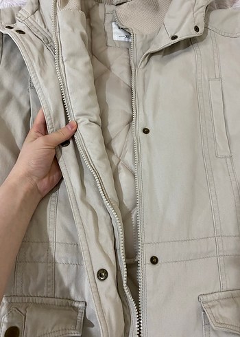 Bej Düğmeli Midi Kadın mont - Görsel 5