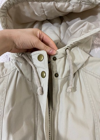 Bej Düğmeli Midi Kadın mont - Görsel 7