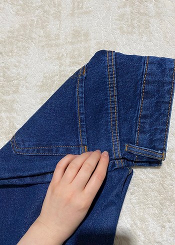 Kadın Lacivert Bol Kesim Midi Kot Pantolon - Görsel 4