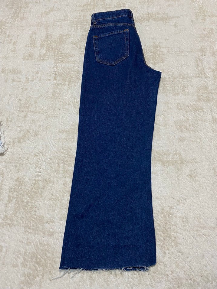 Kadın Lacivert Bol Kesim Midi Kot Pantolon - Görsel 2