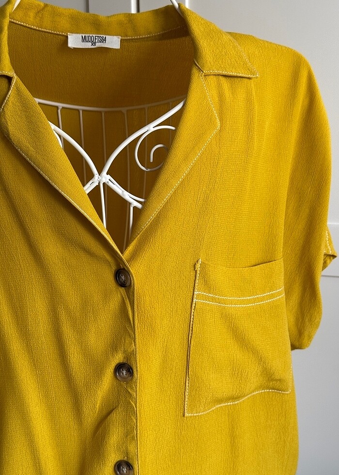 Hardal rengi kısa gömlek - Görsel 2