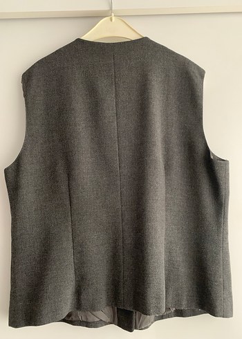 Gri Düğmeli Kadın Keten Blazer Ceket - Görsel 5