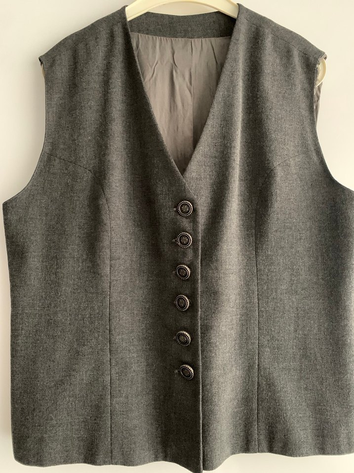 Gri Düğmeli Kadın Keten Blazer Ceket - Görsel 4