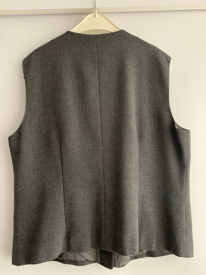 Gri Düğmeli Kadın Keten Blazer Ceket - Görsel 5